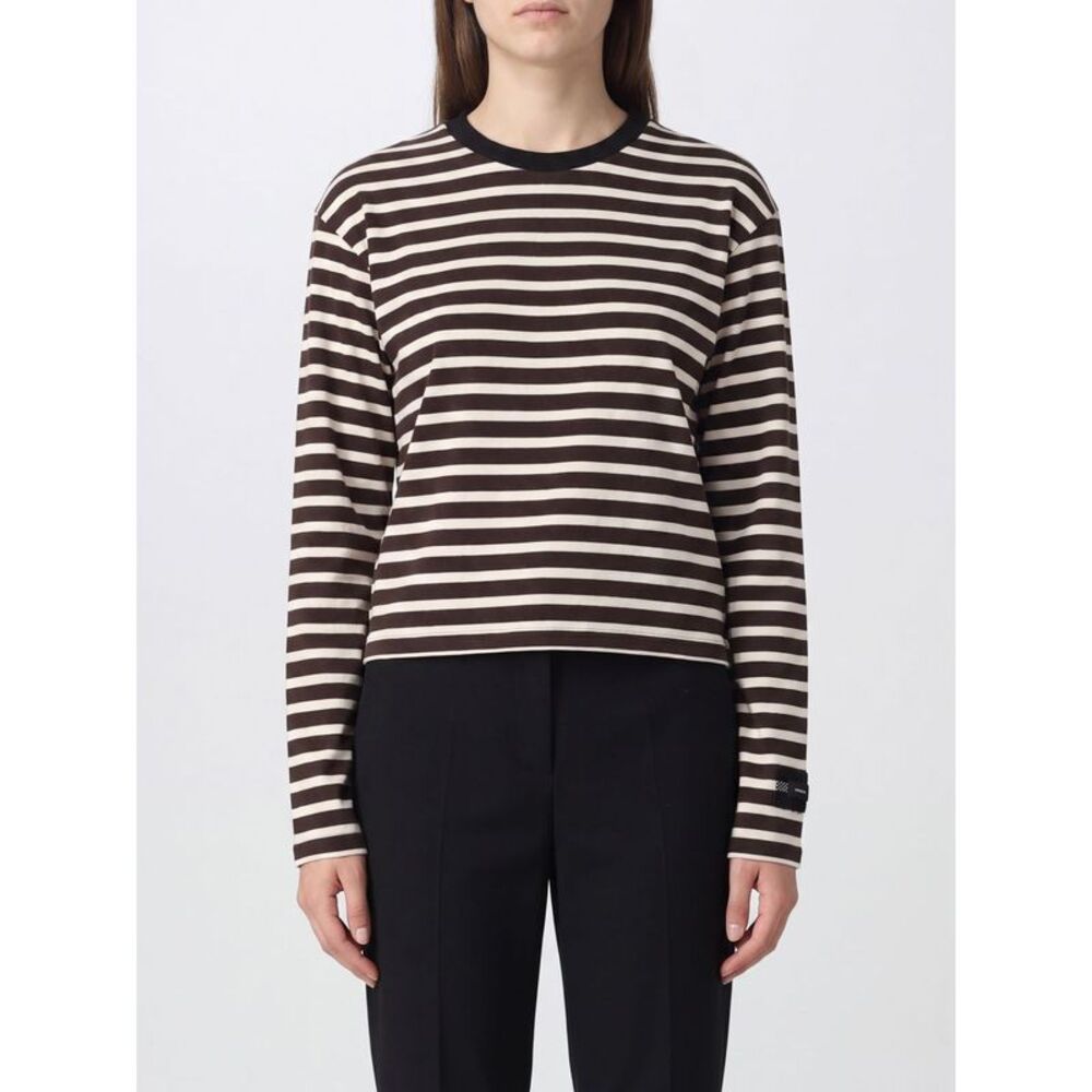 Quiet Is The New Punk Striped Slogan T-Shirt Pinko With Long Sleeves